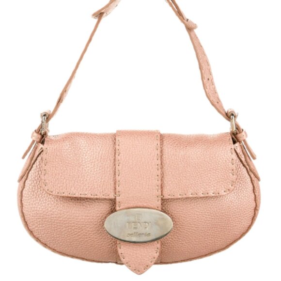 Fendi Selleria Baguette Flap Bag, Metallic Blush Pink - Picture 2 of 11